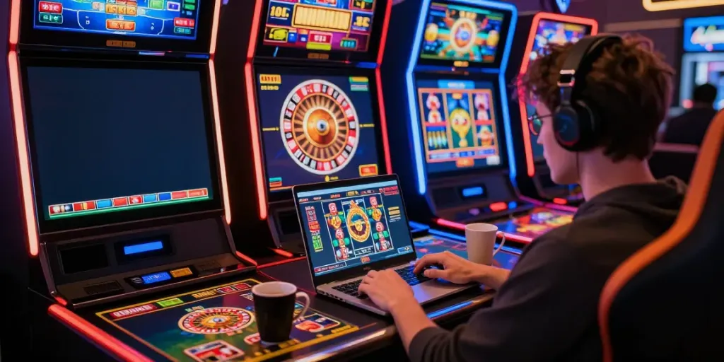 Player enjoying casino not on gamstop experience with colorful online games.