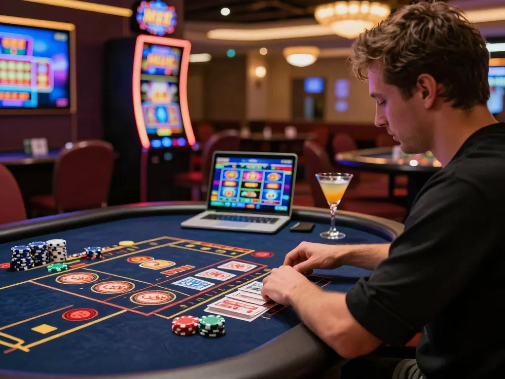 Player enjoying a casino not on gamstop experience at a vibrant online gaming table.