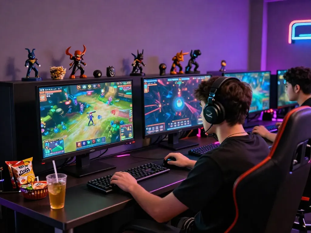 Player enjoying casino not on gamstop games at a vivid gaming setup.
