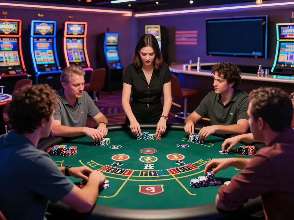 Casino not on GamStop players enjoying blackjack at a vibrant table.