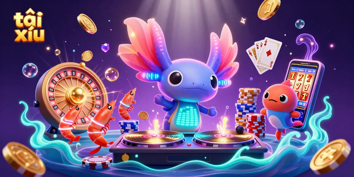 Tài xỉu gameplay illustrates a dynamic scene with vibrant underwater characters, enhancing the casino experience.