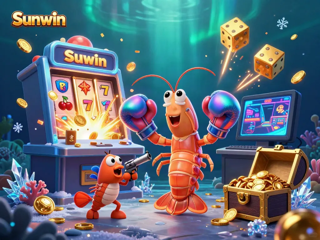 Engage in thrilling gameplay at Sunwin with cartoon characters and vibrant casino elements.