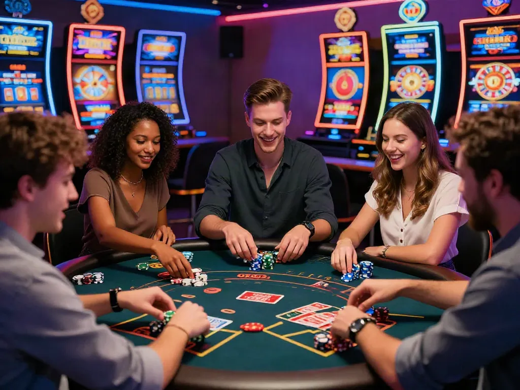Players enjoying a casino not on GamStop experience at vibrant virtual gaming tables.