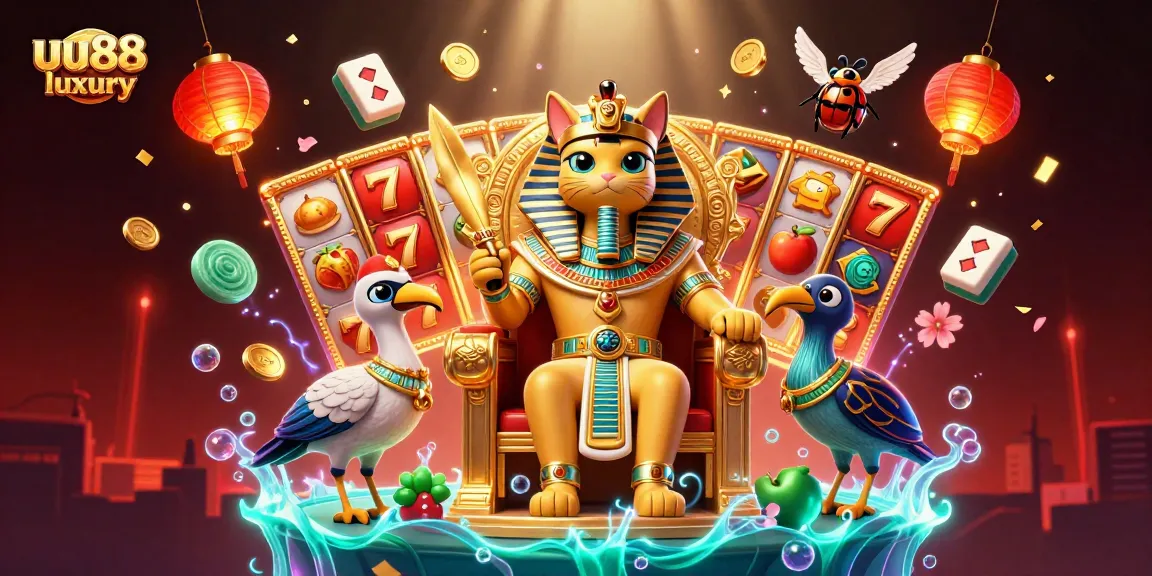 Experience thrilling slots action with uu88 luxury, showcasing a vibrant 3D scene of fortune.