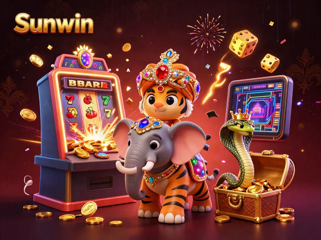 Experience thrilling jackpots with Sunwin in a vibrant, richly detailed casino scene.