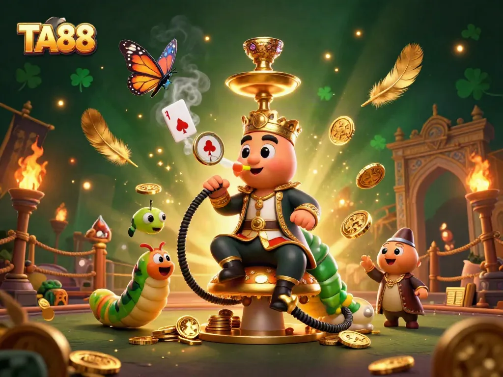 Experience thrilling gaming with TA88 at a vibrant online casino featuring an exciting cartoon scene.