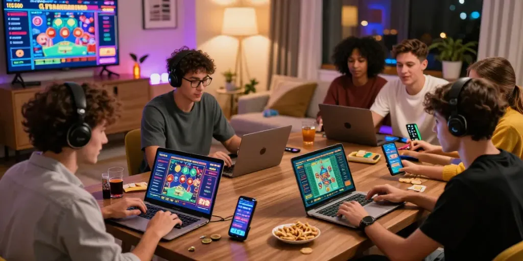 Players enjoying live dealer games at a casino not on Gamstop showcasing excitement and engagement.