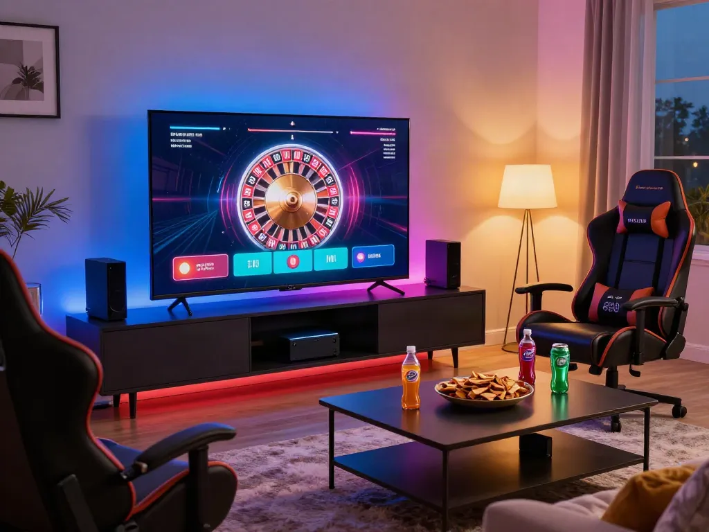 Casino not on GamStop featured in a stylish gaming room setup, showcasing vibrant gaming atmosphere.