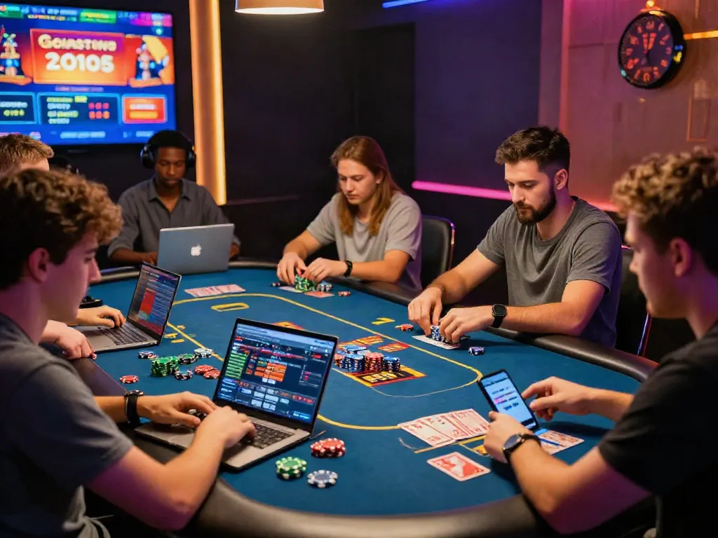 Engaging scene of players exploring exciting games at a casino not on Gamstop, showcasing vibrant gaming atmosphere.