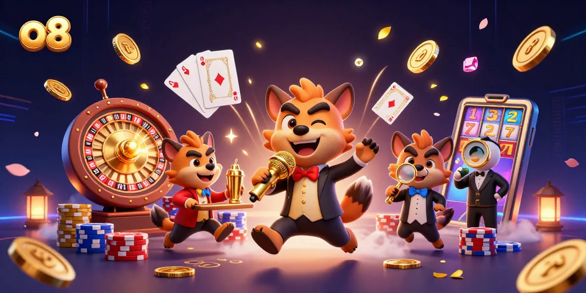 Enjoy the excitement at o8 casino, featuring hyenas as a comedian and bartender amidst vibrant games.