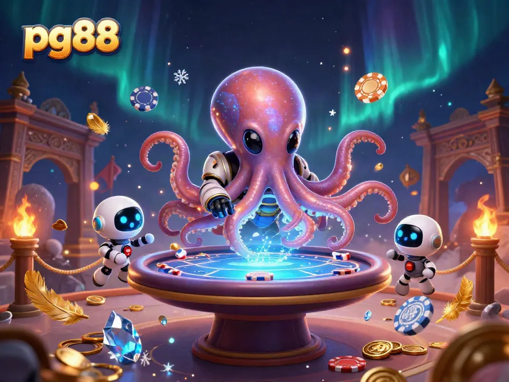 Play poker with pg88 alongside a vibrant alien octopus and exciting cosmic elements.
