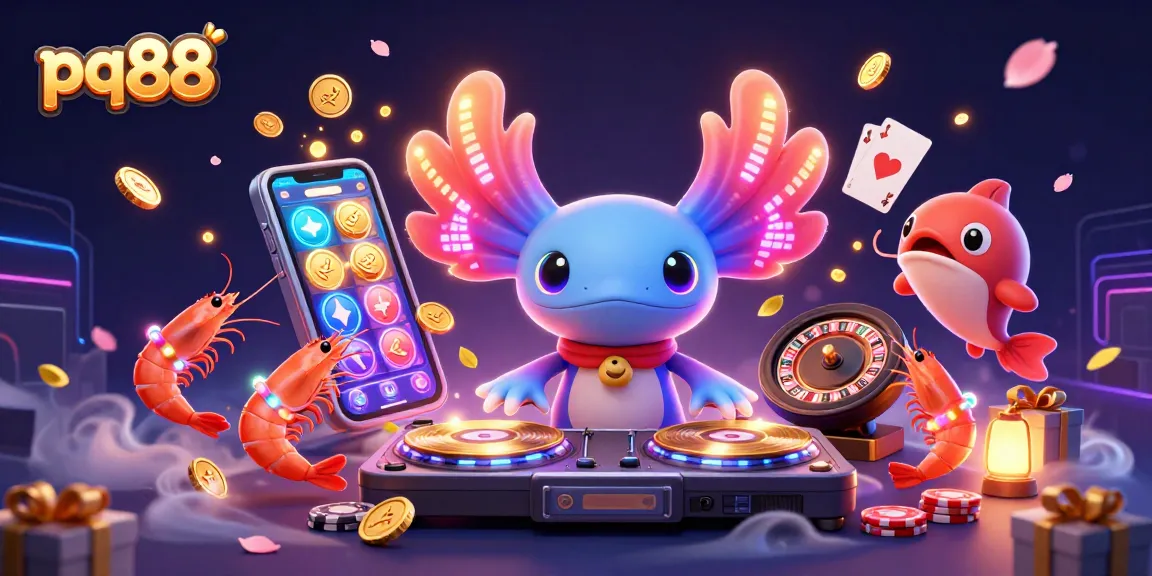 Experience exciting gameplay at pq88 with vibrant casino-themed 3D illustration showcasing dynamic gaming elements.