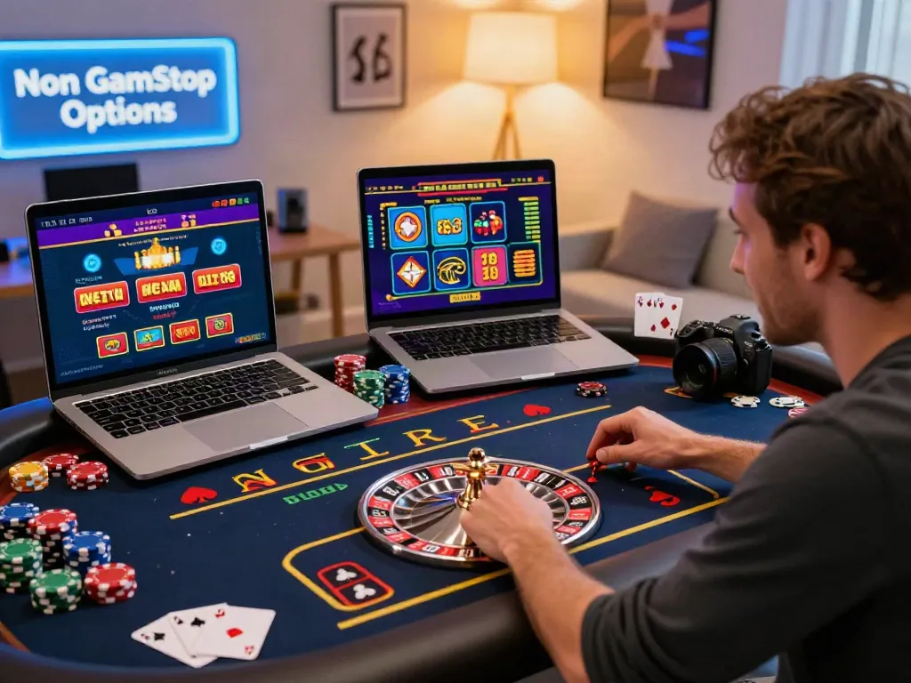 Player engaged at a virtual roulette table showcasing casino not on Gamstop games.