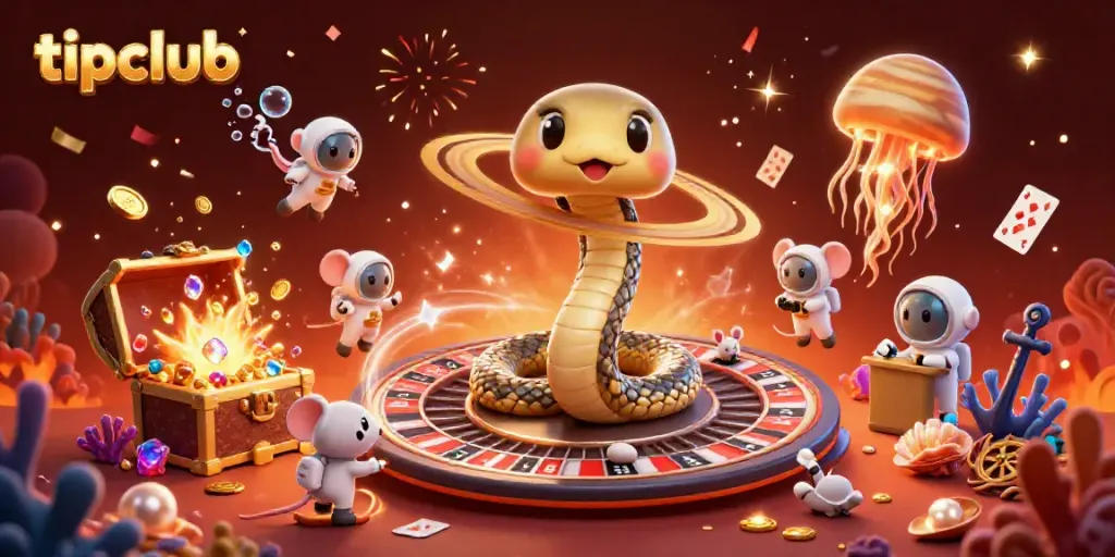 Experience vibrant gaming action with tipclub through a cosmic roulette scene filled with excitement.