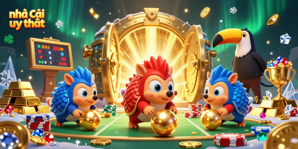 Engaging scene where rival pangolins playfully roll balls amidst poker chips, representing the essence of nhà cái uy tín.