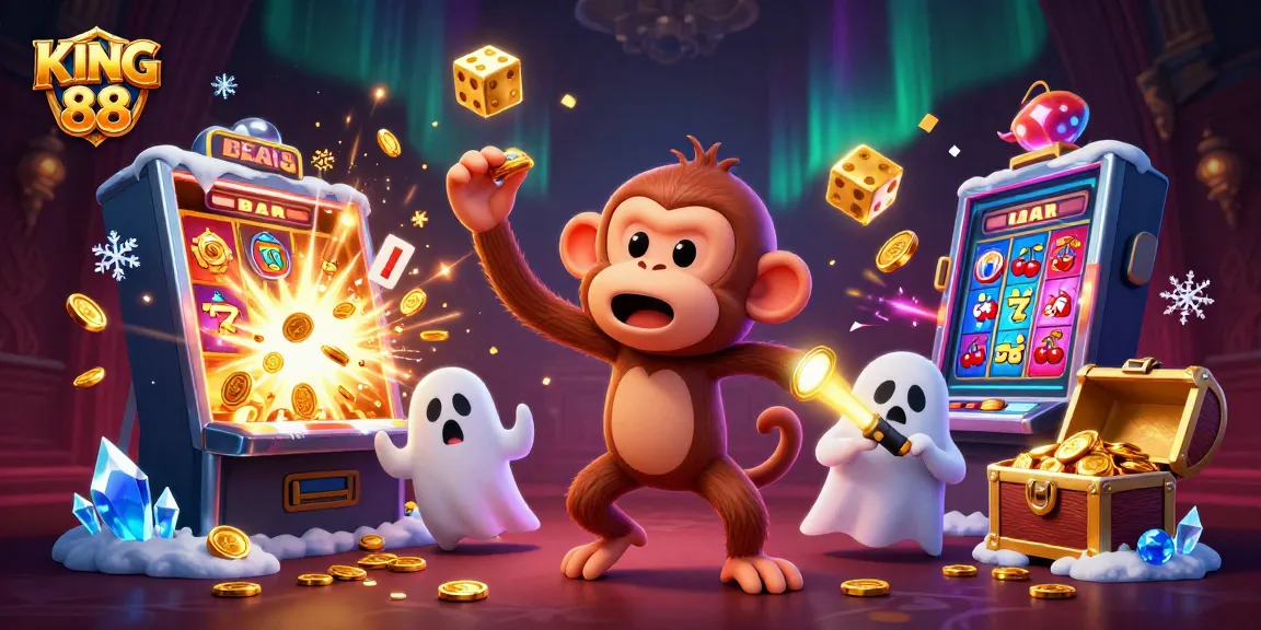 Experience KING 88's thrilling casino adventure with a playful ghost and treasures.