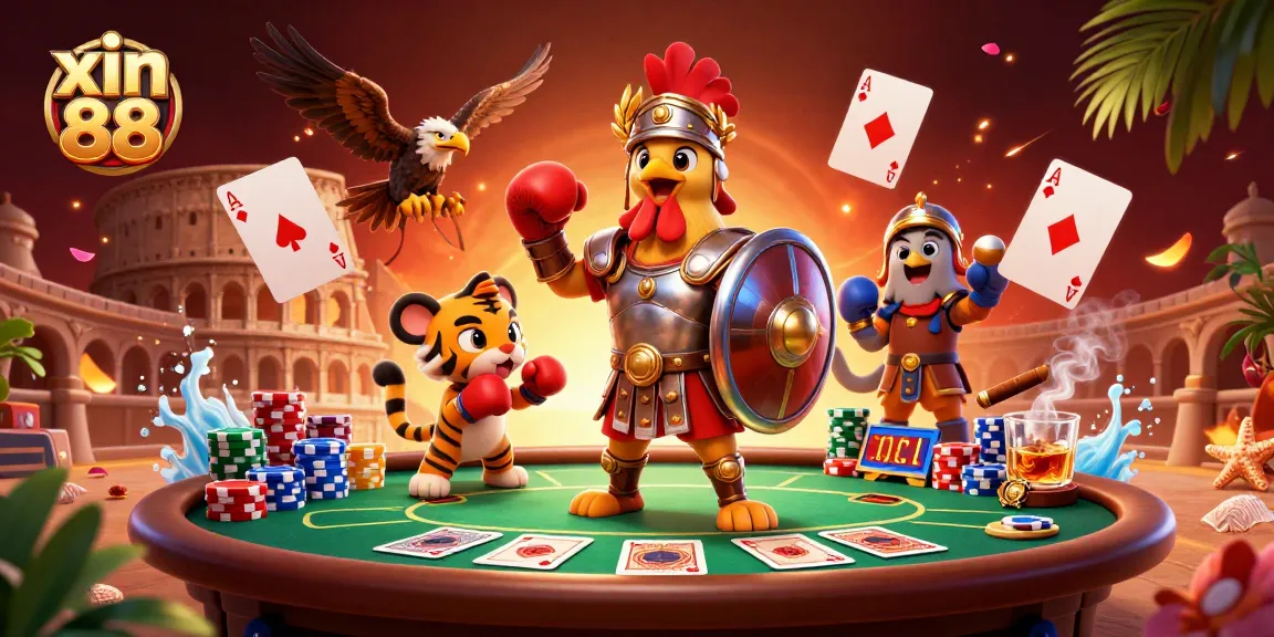 Experience thrilling gameplay at xin 88 with a vibrant 3D illustration of poker action.