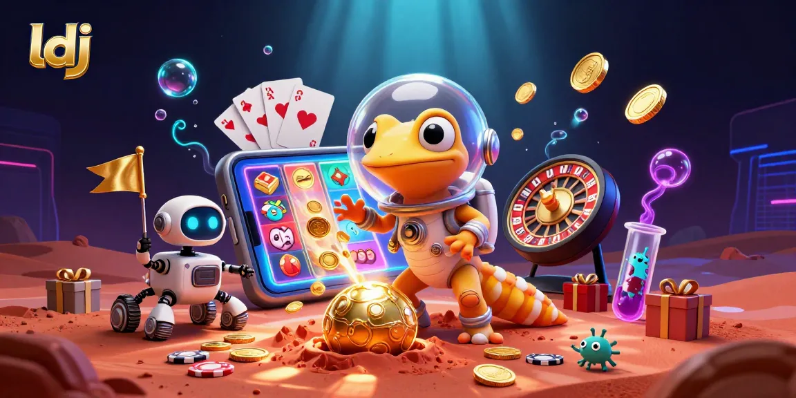 ldj enthralls players with a vibrant 3D illustration of a Martian gecko discovering a golden casino.