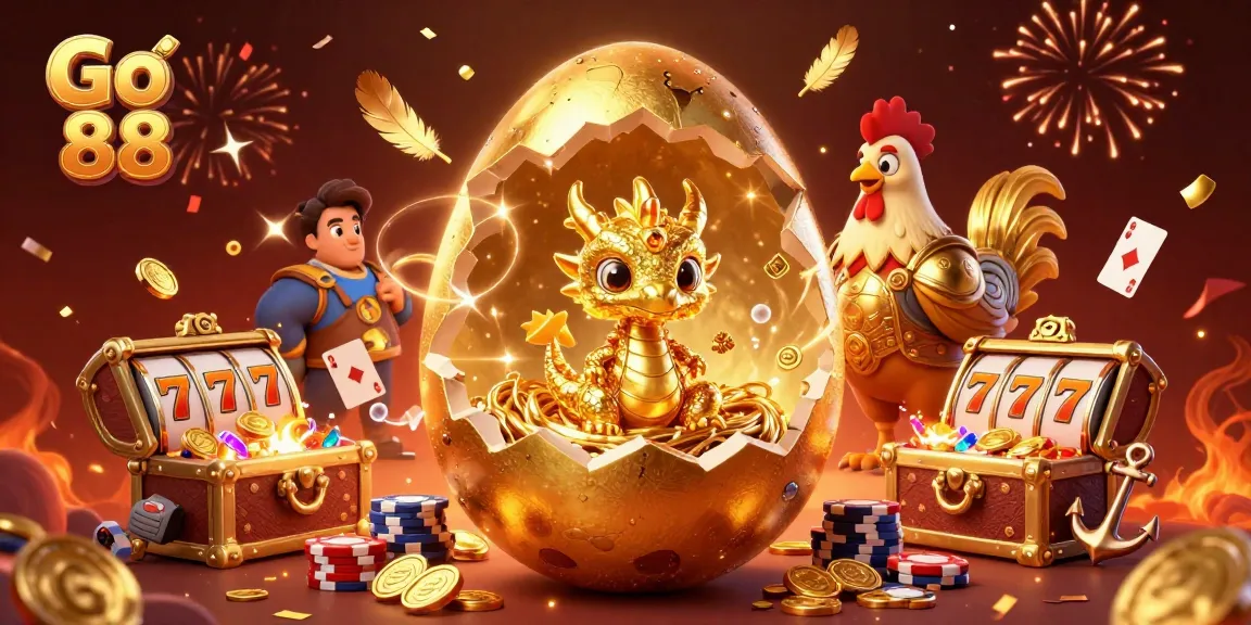 Engage in thrilling action at Go 88, featuring golden rewards and vibrant casino elements.