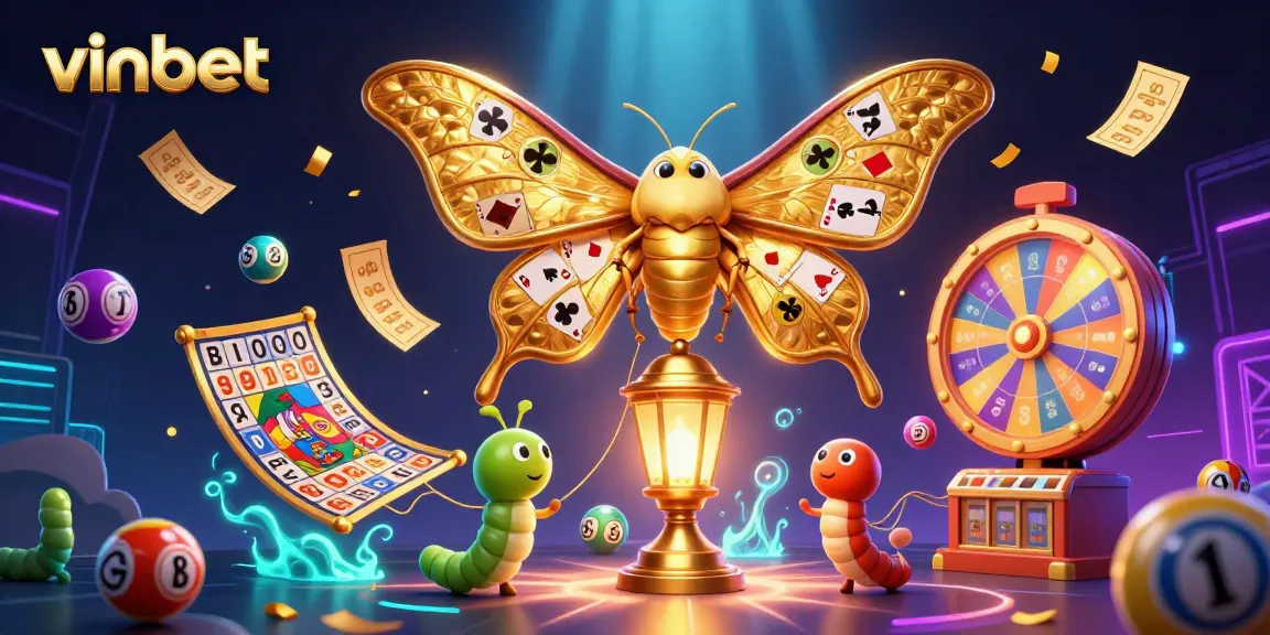 Win big with vinbet in a dynamic casino-themed scene featuring vibrant games and golden elements.