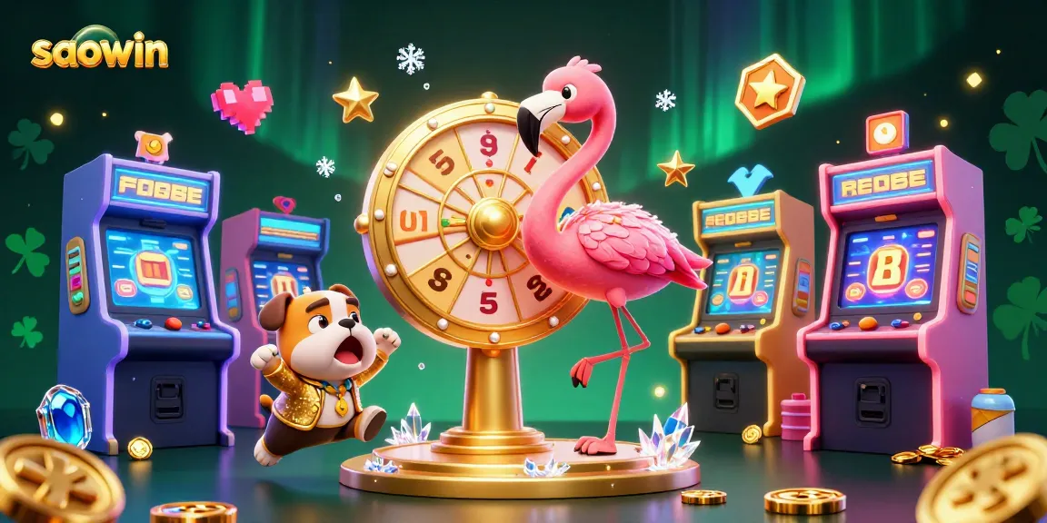 Experience the excitement of saowin with vibrant characters and dynamic casino elements in a 3D gaming celebration.