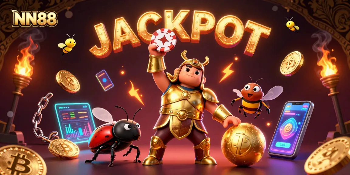 Engage in thrilling gameplay with NN88’s vibrant 3D casino world featuring unique characters and casino elements.