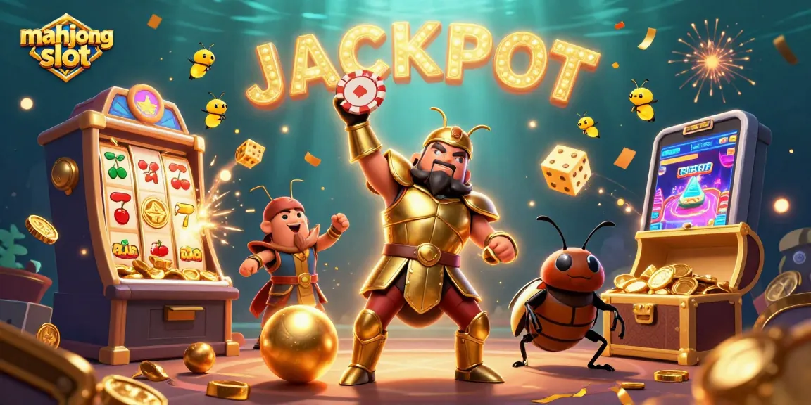 Experience the thrill of mahjong slot with a jackpot celebration scene featuring vibrant cartoon characters and symbols.