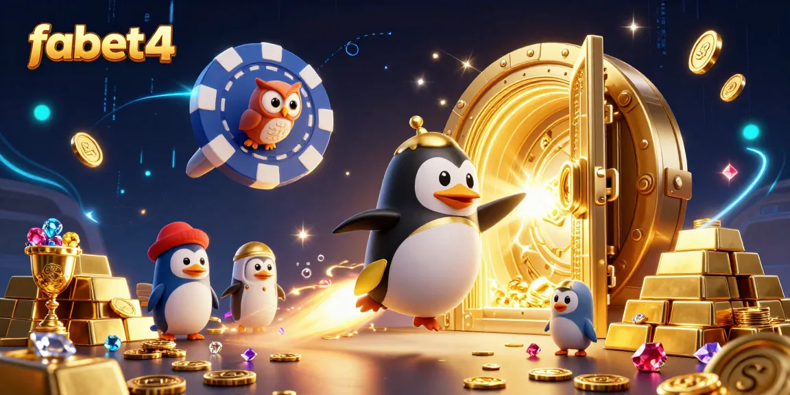 Win big with fabet4 at the casino space station led by a golden penguin!