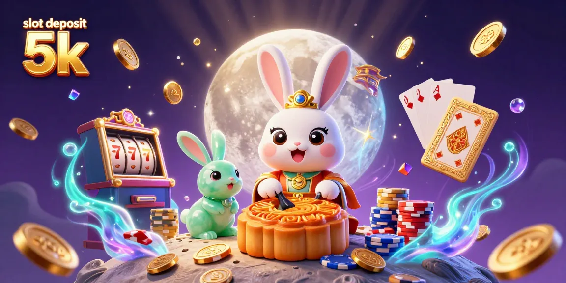 Play and win with slot deposit 5k on a vibrant 3D casino moon-themed scene