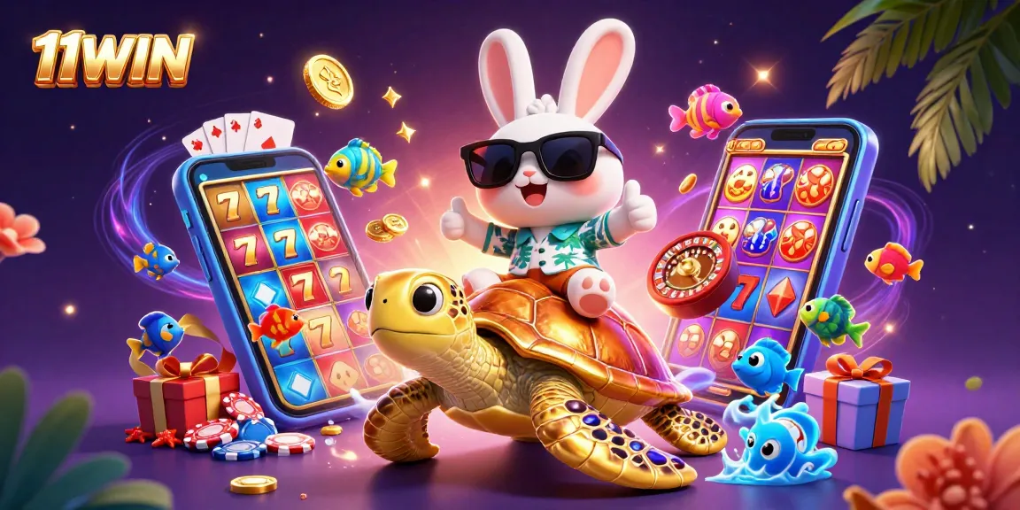 Engage with 11WIN's thrilling slots featuring animated characters and vibrant casino elements.